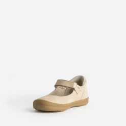 Babies beige en cuir irisé à scratch