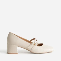 Babies écru brides fines à talon