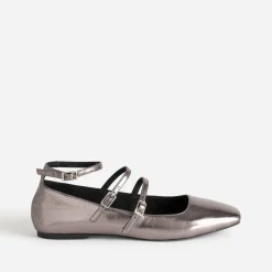 Babies gris foncé métallisé à triple bride