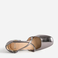 Babies grise métallisée brides croisées