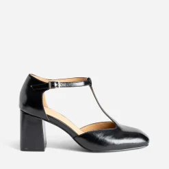 Babies salomé noire finition glacée à talon
