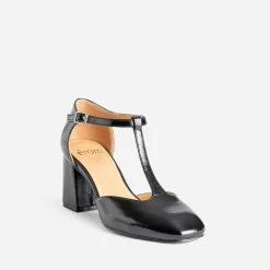 Babies salomé noire finition glacée à talon