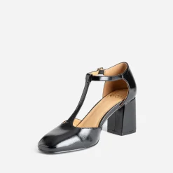 Babies salomé noire finition glacée à talon