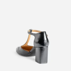Babies salomé noire finition glacée à talon