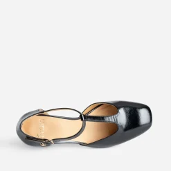 Babies salomé noire finition glacée à talon