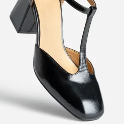 Babies salomé noire finition glacée à talon