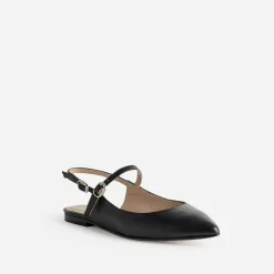 Babies slingback noire cuir bout pointu