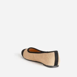 Ballerine beige tressée bout noir