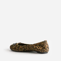 Ballerine camel cuir velours motif léopard