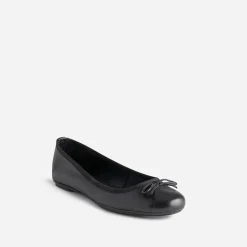 Ballerine noire en cuir avec noeud