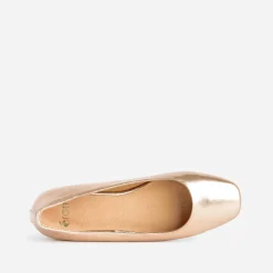 Ballerine rose cuivré métallisé à bout carré