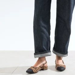 Ballerine slingback beige effet léopard