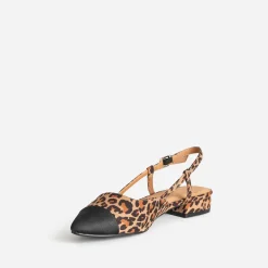 Ballerine slingback beige effet léopard