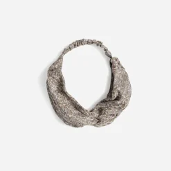 Bandeau vert sauge imprimé floral à rayures dorées