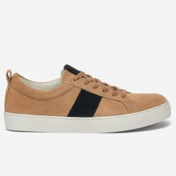 Basket cognac et marine en cuir velours éco-conçue