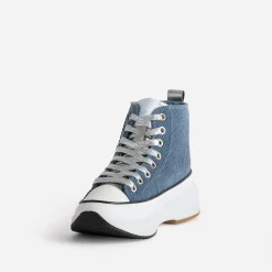 Basket KAPORAL bleue velours côtelé à plateforme