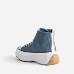 Basket KAPORAL bleue velours côtelé à plateforme