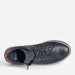 Basket marine en cuir embossé