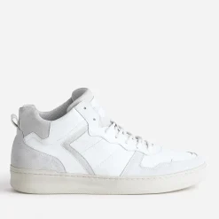 Basket montante blanche et grise en cuir