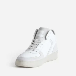 Basket montante blanche et grise en cuir