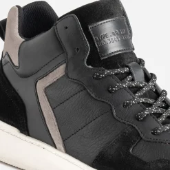 Basket montante noire et grise en cuir