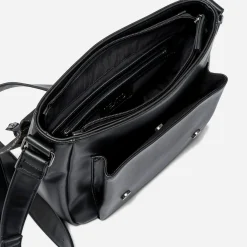 Besace TEXTO noire avec rabat effet léopard