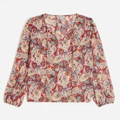 Blouse TEXTO rouge à imprimé cachemire floral