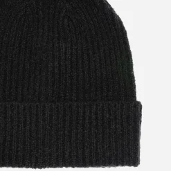 Bonnet noir tricot à revers