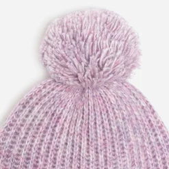 Bonnet parme tricot à pompon