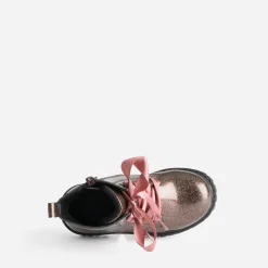 Boots à lacet BUGGY rose pailleté à lacet ruban