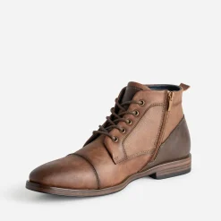 Boots à lacet camel bout droit