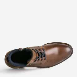 Boots à lacet marron bi-matière