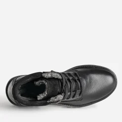 Boots à lacet noir cuir fourré