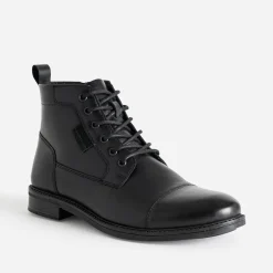 Boots à lacet noir en cuir