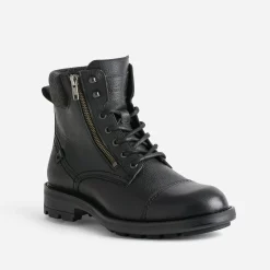 Boots à lacet noir en cuir