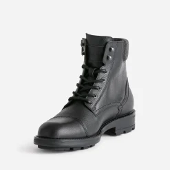 Boots à lacet noir en cuir