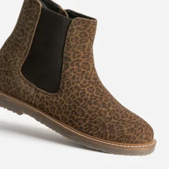 Boots BUGGY marron cuir velours léopard