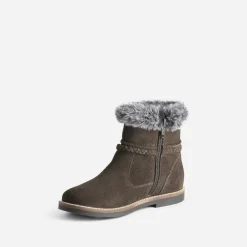 Boots BUGGY marron cuir velours à bord fourré