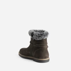 Boots BUGGY marron cuir velours à bord fourré