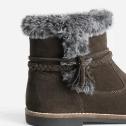 Boots BUGGY marron cuir velours à bord fourré