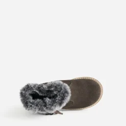 Boots BUGGY marron en cuir velours bord fourré