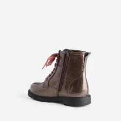 Boots BUGGY rose pailleté à lacet-ruban