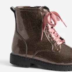 Boots BUGGY rose pailleté à lacet-ruban