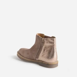 Boots BUGGY taupe en cuir velours pailleté