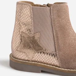 Boots BUGGY taupe en cuir velours pailleté