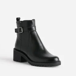 Boots éco-conçu noir cuir à semelle crantée