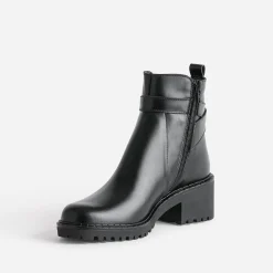 Boots éco-conçu noir cuir à semelle crantée