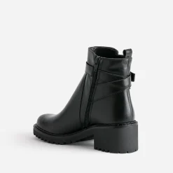 Boots éco-conçu noir cuir à semelle crantée