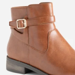 Boots cognac avec bride cheville