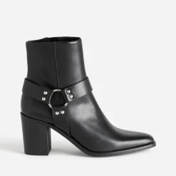 Boots motard TEXTO à talon noir en cuir